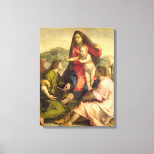 The Virgin and Child with a Saint and an Angel, c. Canvas Print
