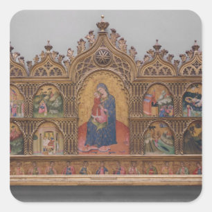 The Virgin and Child with Legendary Scenes Square Sticker