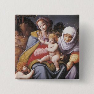 The Virgin and Child with St Elizabeth 15 Cm Square Badge