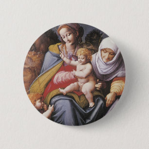 The Virgin and Child with St Elizabeth 6 Cm Round Badge