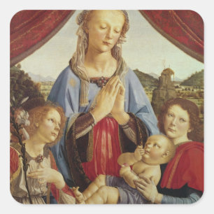 The Virgin and Child with Two Angels, c.1470's Square Sticker