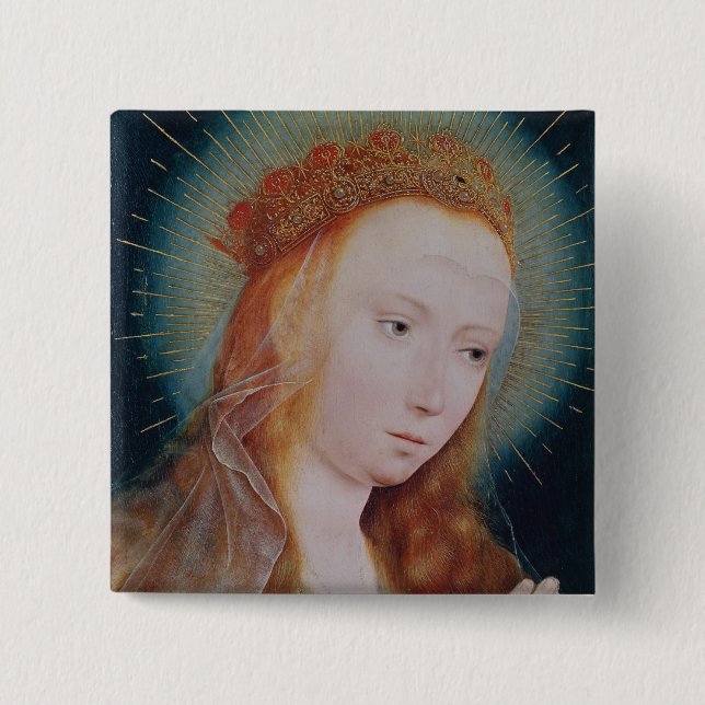 The Virgin at Prayer 15 Cm Square Badge (Front)