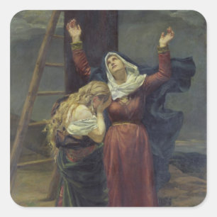 The Virgin at the Foot of the Cross Square Sticker