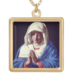 The Virgin in Prayer, 1640-50 (oil on canvas) Gold Plated Necklace
