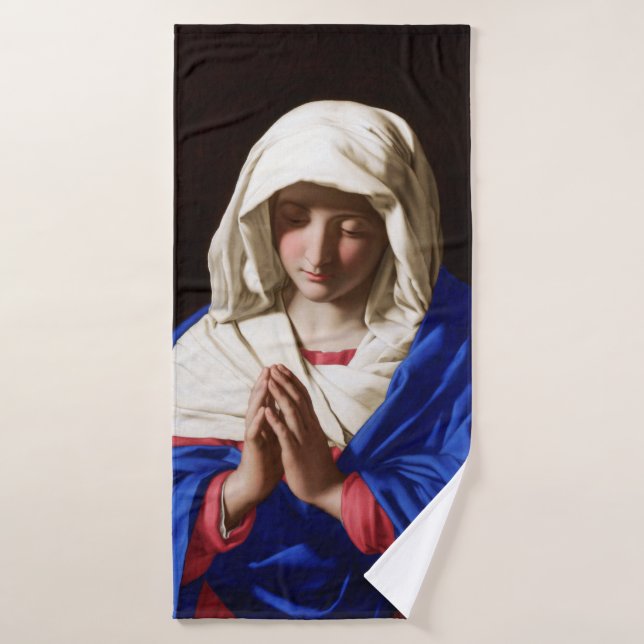 The Virgin in Prayer, Sassoferrato Bath Towel (Bath Towel)