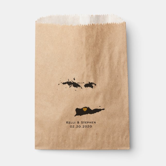 The Virgin Islands Wedding Favour Bags, Treat Bags (Front)