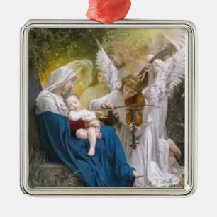 The Virgin Mary and Baby Jesus  Metal Tree Decoration