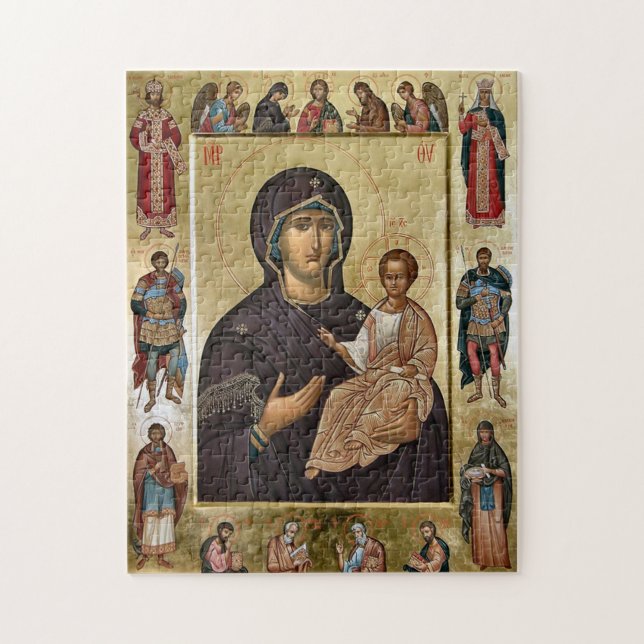 The Virgin Mary and Saints Orthodox Christian Icon Jigsaw Puzzle (Vertical)