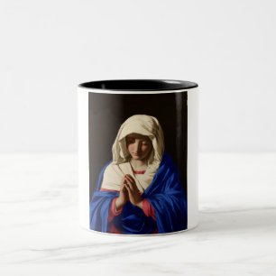 The Virgin Mary in Prayer Two-Tone Coffee Mug
