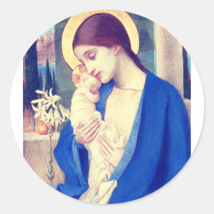 The Virgin Mary & Infant Jesus Renaissance Grace Classic Round Sticker