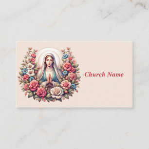 The Virgin Mary Praying with Roses Business Card