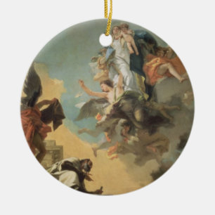 The Virgin of Carmel Giving the Scapula to the Ble Ceramic Tree Decoration