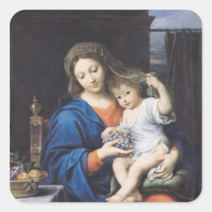 The Virgin of the Grapes, 1640-50 Square Sticker