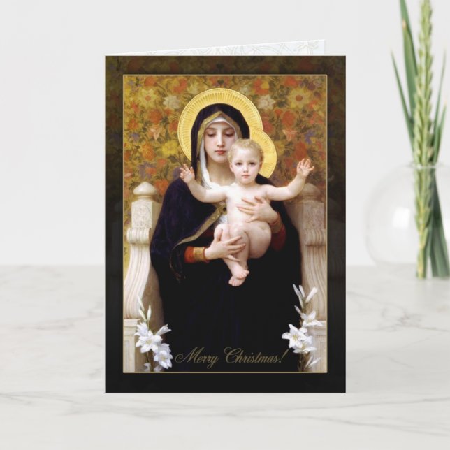 The Virgin of the Lilies by William Bouguereau Holiday Card (Front)