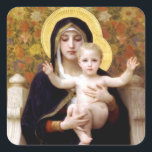 The Virgin of the Lilies - Christmas Sticker<br><div class="desc">This painting was done in 1899 by William-Adolphe Bouguereau, (1825 – 1905), a French academic painter. William Bouguereau was a staunch traditionalist whose realistic genre paintings and mythological themes were modern interpretations of Classical subjects with a heavy emphasis on the female human body. Although he created an idealised world, his...</div>