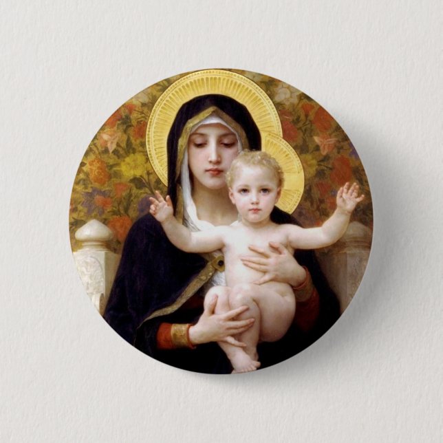 The Virgin of the Lillies 6 Cm Round Badge (Front)
