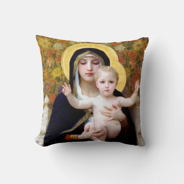 The Virgin of the Lily, Bouguereau Cushion (Front)