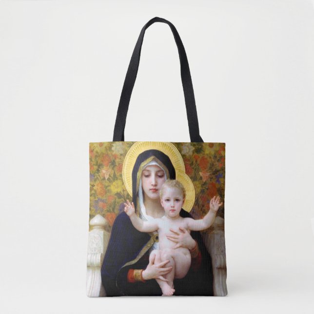 The Virgin of the Lily, Bouguereau Tote Bag (Front)