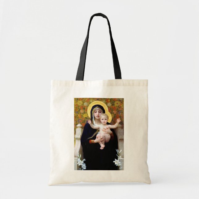 The Virgin of the Lily, Bouguereau Tote Bag (Front)