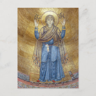 The Virgin Orans Byzantine Mosaic Orthodox Icon Postcard