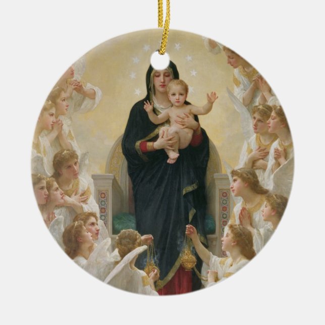 The Virgin with Angels, 1900 Ceramic Tree Decoration (Front)