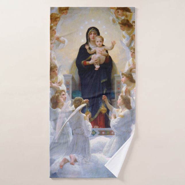 The Virgin with Angels, Bouguereau Bath Towel (Bath Towel)
