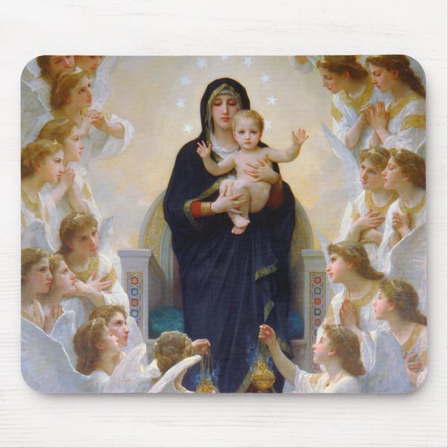 The Virgin with Angels, Bouguereau Mouse Mat (Front)