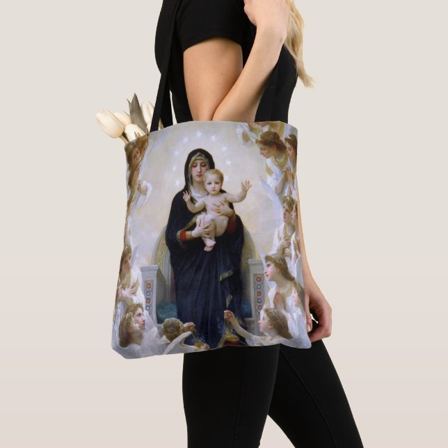 The Virgin with Angels by William Bouguereau Tote Bag (Close Up)