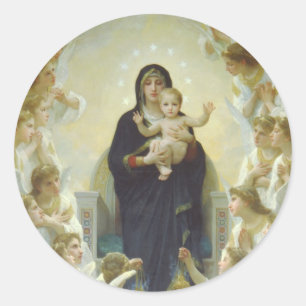 The Virgin With Angels Classic Round Sticker