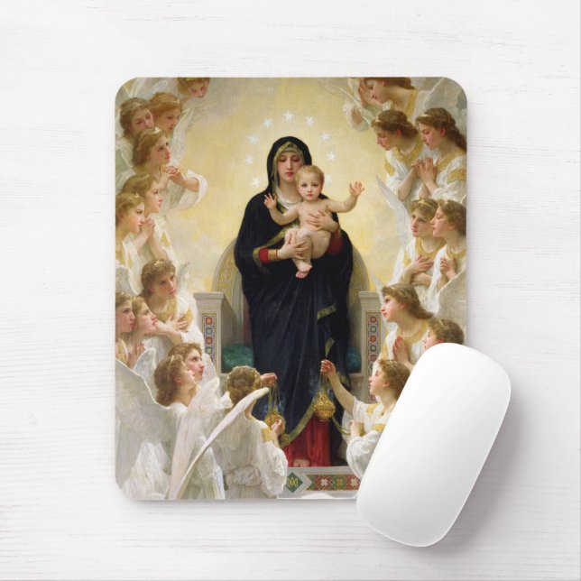 The Virgin With Angels -William-Adolphe Bouguereau Mouse Mat (With Mouse)