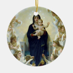 The Virgin With Angels, William Bouguereau Ceramic Tree Decoration