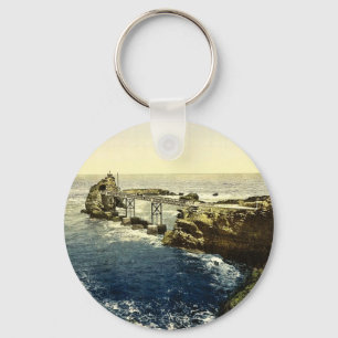 The Virgin's Rock, Biarritz, Pyrenees, France clas Key Ring