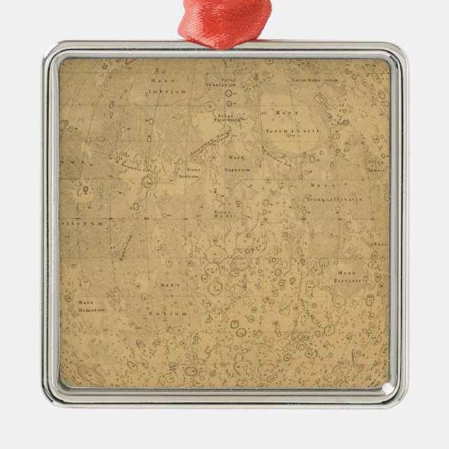 The visible side of the moon surface map metal tree decoration (Front)