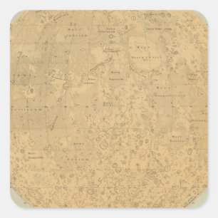 The visible side of the moon surface map square sticker