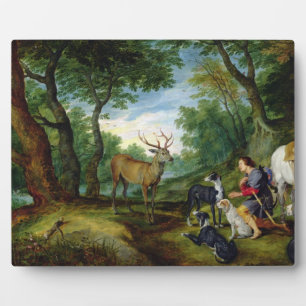 The Vision of St. Hubert, c.1620 (oil on panel) Plaque