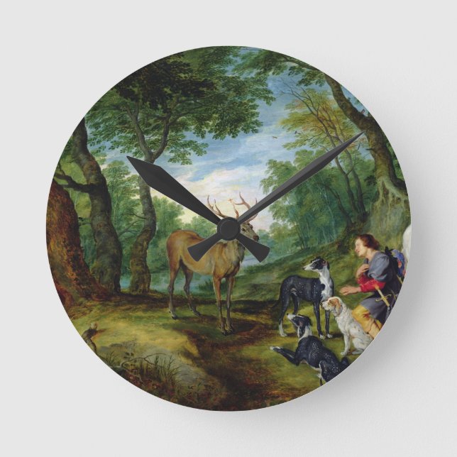 The Vision of St. Hubert, c.1620 (oil on panel) Round Clock (Front)