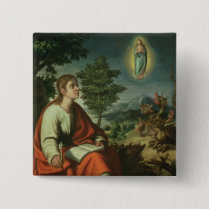 The Vision of St. John the Evangelist on Patmos 15 Cm Square Badge