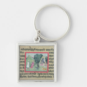 The visit of a Rajput chief to a hermit from a pag Key Ring