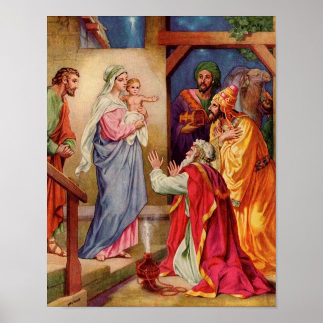 The Visit of the Wisemen Christian Christmas Art Poster (Front)