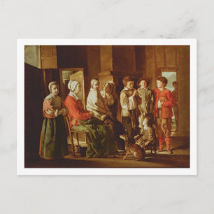 The Visit to the Grandmother (oil on canvas) Postcard