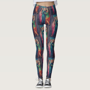 The Visitation by Pontormo Mannerist Fine Art Leggings