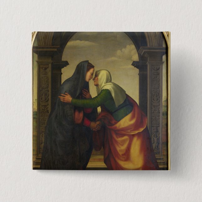 The Visitation of St. Elizabeth to the Virgin Mary 15 Cm Square Badge (Front)