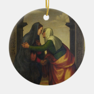 The Visitation of St. Elizabeth to the Virgin Mary Ceramic Tree Decoration
