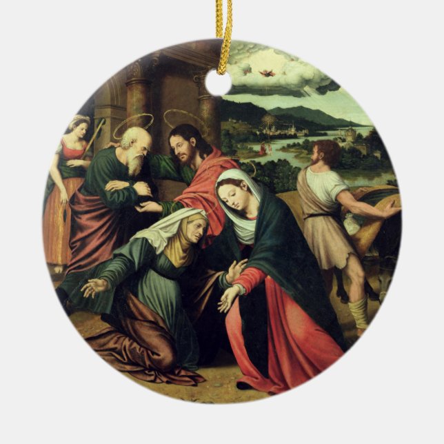 The Visitation (oil on panel) 2 Ceramic Tree Decoration (Front)