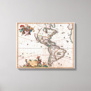 The Visscher map of the New World Canvas Print