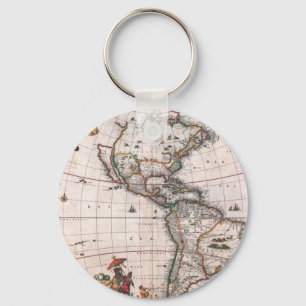 The Visscher map of the New World Key Ring