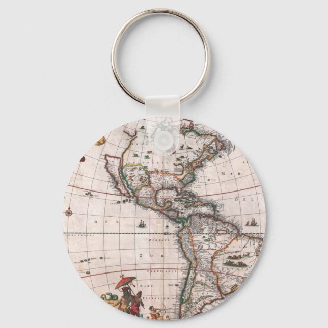 The Visscher map of the New World Key Ring (Front)
