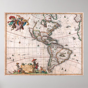 The Visscher map of the New World Poster