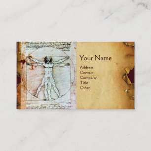 THE VITRUVIAN MAN , Antique Brown Parchment Business Card