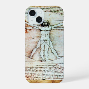 THE VITRUVIAN MAN , Antique Brown Parchment iPhone 15 Case
